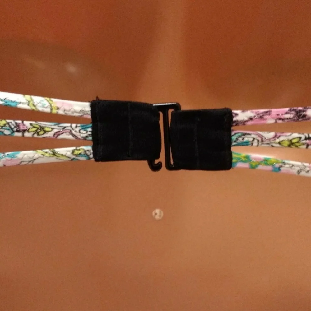 Victoria's Secret Bali Black and Multicolor Embroidered Bikini Top